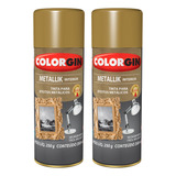 Kit 2 Unidades Spray Colorgin Metallik Cor Ouro