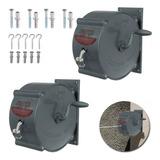Kit 2 Varais Retrátil Parede Corda Roupas Manivela 30m Cinza