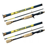 Kit 2 Varas Pesca Topaz Albatroz 1 Molinete 1 Carretilha