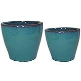 Kit 2 Vasos Cachepot De Cerâmica 6 Cores Para Decoração Cor Azul Claro