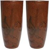 Kit 2 Vasos Coluna Luxo Polietileno Jardim Planta Sala 50cm Estilo Vietnamita Marrom Premium 