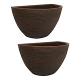 Kit 2 Vasos De Parede Marrom Para Jardim Vertical 18x33