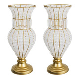 Kit 2 Vasos Decorados De Pedrarias Cristal Acrilico 45 Cm