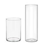 Kit 2 Vasos Decorativos De Vidro Para Flor Planta Design Minimalista Transparente Premium