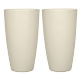 Kit 2 Vasos Fibra De Vidro Plantas E Flores 53cm Areia