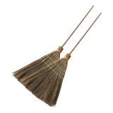 Kit 2 Vassoura Caipira De Palha Grande 40cm Com Cabo 1 48cm