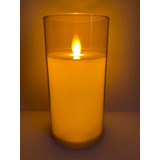 Kit 2 Vela Led Decorativa Com Vaso 15cm Chama Real Pilha Aaa