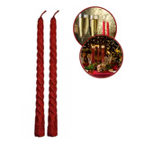 Kit 2 Velas Decorativa Castiçal Retorcida Natal Mesa Posta