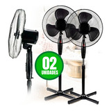 Kit 2 Ventilador De Pé Pedestal Coluna Turbo Com 3 Pás De Plástico Preto Estrutura 110v Calor Verão Floresta Urbana