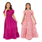 Kit 2 Vestido Longo Feminino 3 Marias Tecido Juvenil Festa