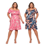 Kit 2 Vestido Midi Moda Evangélica Godê Longo Rodado Atacado