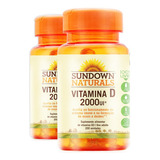 Kit 2 Vitamina D 2000ui Sundown Naturals 200 Cápsulas Sabor Sem Sabor