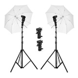 Kit 2 X Sombrinha Difusora 83cm Suporte Flash B Tripé 2m