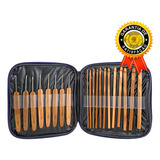 Kit 20 Agulhas De Crochê Cabo Ergonômico De Bambu Com Estojo