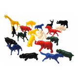 Kit 20 Animais Zoológico Colorido Fazenda Bichos Brinquedo
