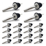Kit 20 Bicos Dosador Inox Biqueira Bar Bartender Bebidas