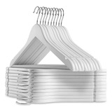 Kit 20 Cabides De Madeira Luxo Branco Com Gancho Giratório
