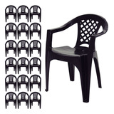 Kit 20 Cadeiras Plástico Preta Tramontina