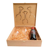 Kit 20 Caixa P Vinho 2 Taças Mdf 35x35x10 Fecho E Dobradiça