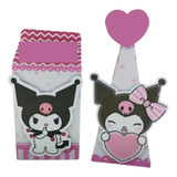 Kit 20 Caixinhas Cone Milk Personalizado Kuromi Rosa Pink