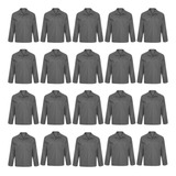 Kit 20 Camisa Jaleco Brim Manga Longa Gola Italiana Uniforme