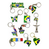 Kit 20 Chaveiros Brasil Bandeira Mapa Ótima Qualidade Lindos