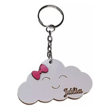 Kit 20 Chaveiros Nuvem C Lacinho Adesivado Mdf Personaliz 