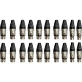 Kit 20 Conector Xlr Plug Fêmea 3 Polos Wireconex Wc 1003
