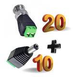 Kit 20 Conectores Bnc Macho Com Borne 10 Plug P4 Macho