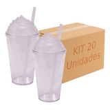 Kit 20 Copo Twister 300 Tampa Chantily Canudo Atacado Varejo