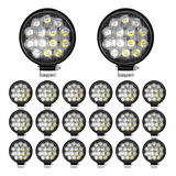Kit 20 Farol 14 Leds Milha Off Road Redondo 42w Jeep 12v 24v