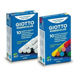Kit 20 Giz Hipoalergênico Lousa 10 Coloridos 10 Branco