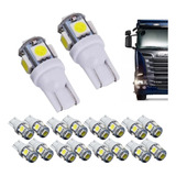 Kit 20 Lampada T10 5 Led 24v Cores Atacado