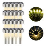 Kit 20 Luminária Solar Balizador Espeto Led 2v Chão Prata