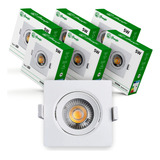 Kit 20 Luminária Spot Led 5w Embutir Redondo Quadrado Bivolt