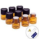 Kit 20 Mini Frascos Garrafas Vidro Âmbar Gotejador 1Ml Com Acessórios