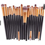 Kit 20 Pincéis Profissional Maquiagem Preto E Neon
