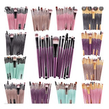 Kit 20 Pinceis Profissional Pincel Maquiagem Preto E Neon