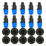 Kit 20 Plug Speakon Com 10 Speakon Macho 10 Speakon Fêmea