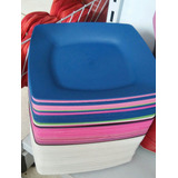 Kit 20 Prato Quadrado Plastico Varias Cores Rígido