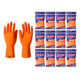 Kit 20 Prs Luva De Látex Natural Laranja Sanro Plus Limpeza