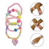 Kit 20 Pulseiras Infantil Pingente Miçanga Colorida Menina
