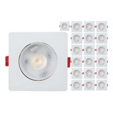 Kit 20 Spot Led Smd 7w Dicróica Direcionável Quadrado Forte Cor Branco quente 110v 220v