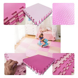 Kit 20 Tapete Tatame Eva Infantil 50x50x1cm Menina Cor Tons Rosa 40 Bordas