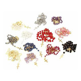 Kit 20 Terços 50 Cm Correntes Coloridos Folheado A Ouro 18k