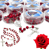Kit 20 Terços Perfumado Nossa Senhora Cheiro Rosas Vermelhas