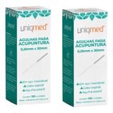 Kit 200 Agulhas Acupuntura 0 25 X 30 Mm Com Tubo Guia Aço