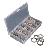 Kit 200 Argola Anel Inox Split Ring Para Isca Estojo Pesca