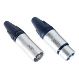 Kit 200 Plug Conector Xlr Datalink 100 Macho 100 Femea Cor Prateado