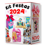 Kit 2024 Festa Prontas Arquivo Corte Silhouette Topo De Bolo